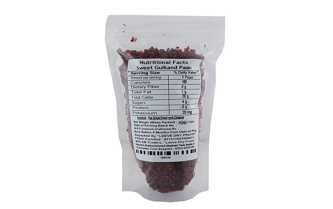 Leeve Dry fruits Mouth Freshner Sweet Gulkand Paan Mukhwas   Pack  400 grams